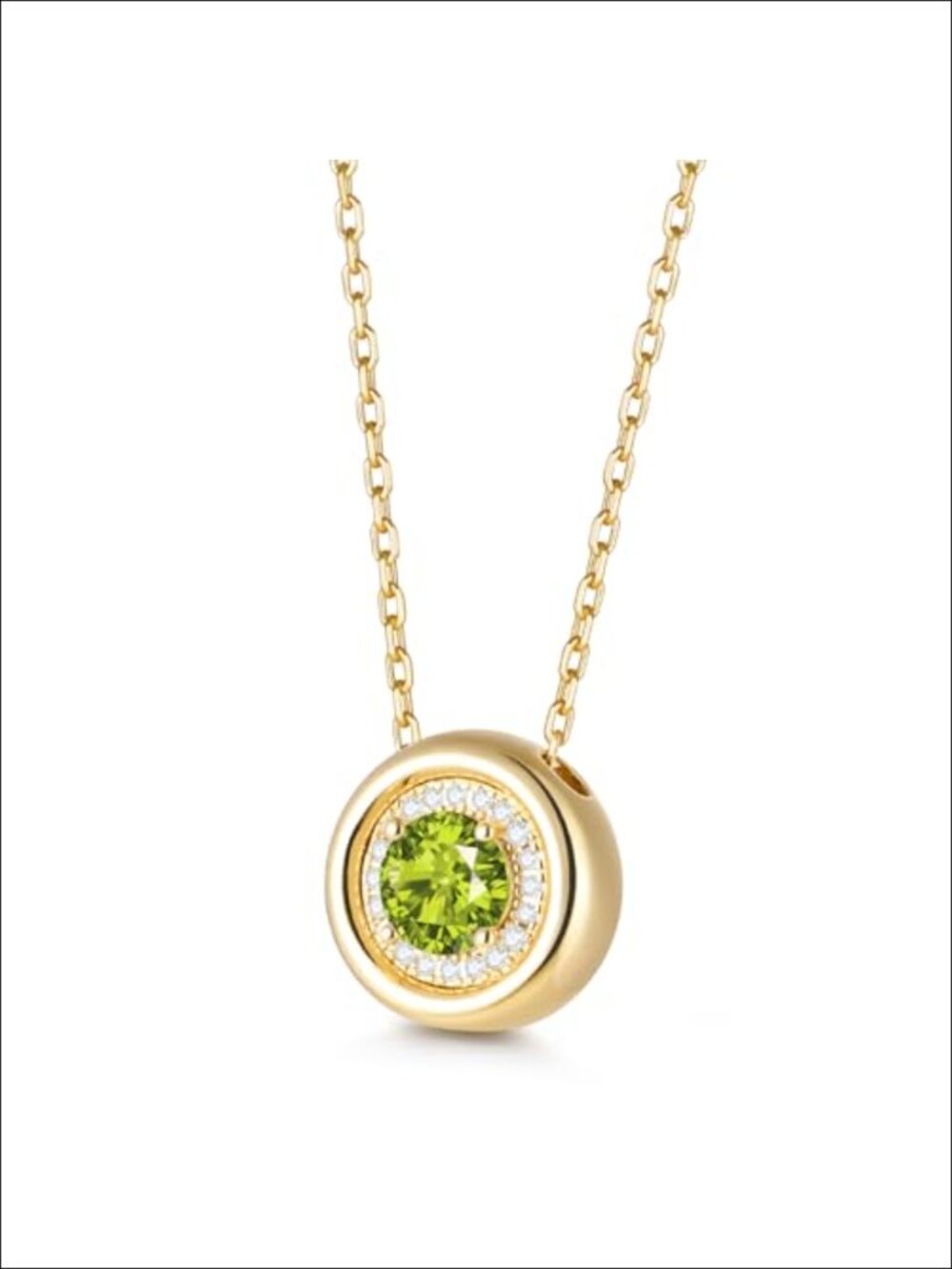 14K Gold Plated Sterling Silver August Birthstone Peridot Pendant Necklace